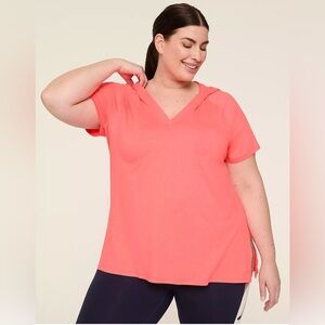 Lane Bryant Livi Coral Short Sleeve Hooded Top Size 18/20
